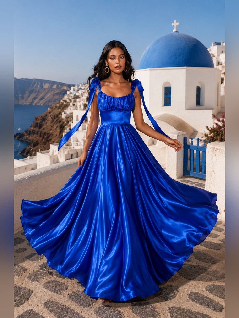 Cinderella Divine Bow Tie Shoulder Strap Maxi Dress